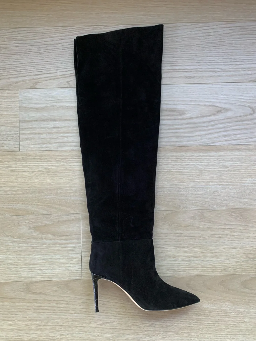 Paris Texas Black Calf Suede Stiletto Over The Knee Boots 85 Size 41